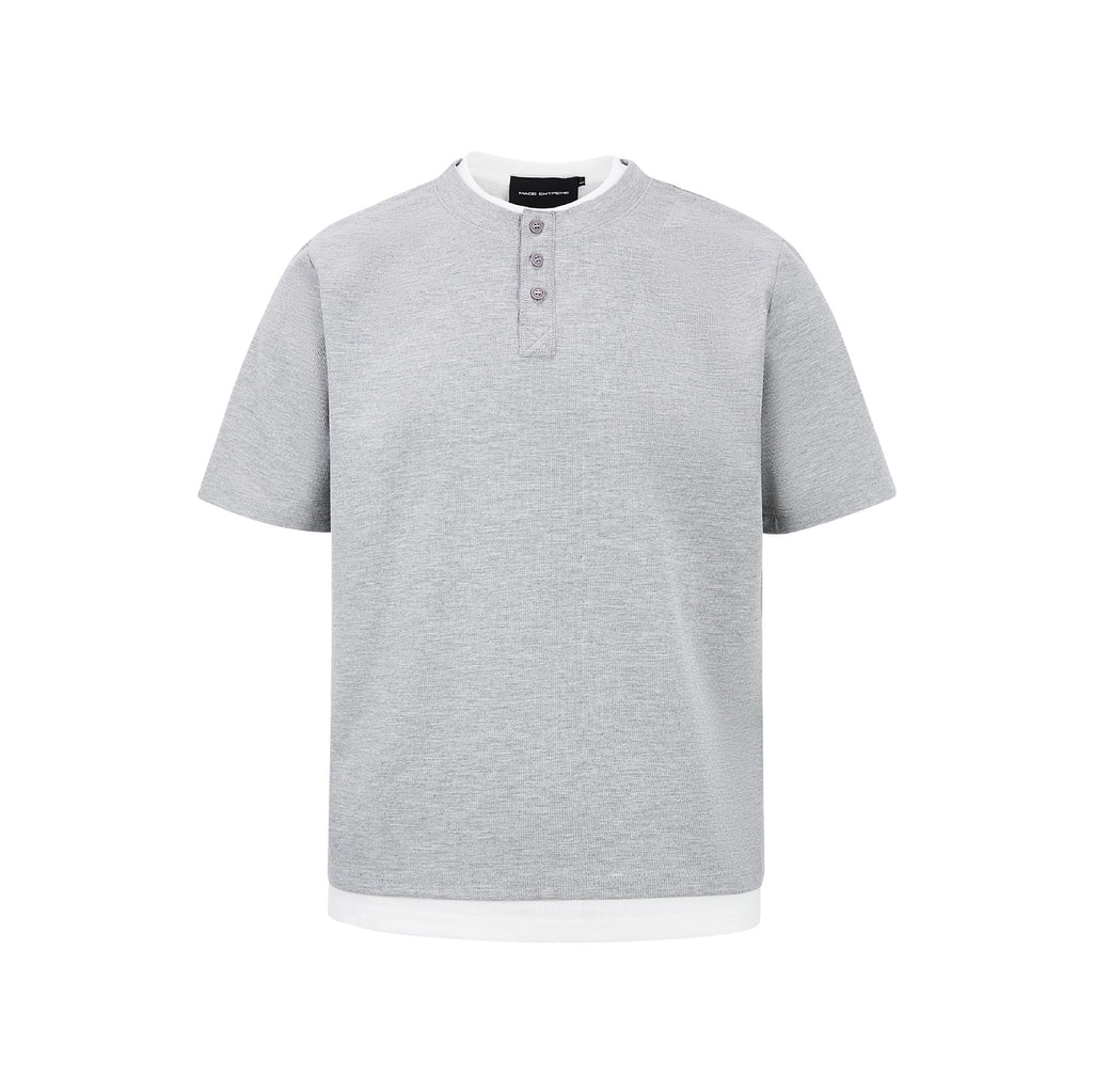 MADEEXTREME Henry collar fake two short-sleeved tee