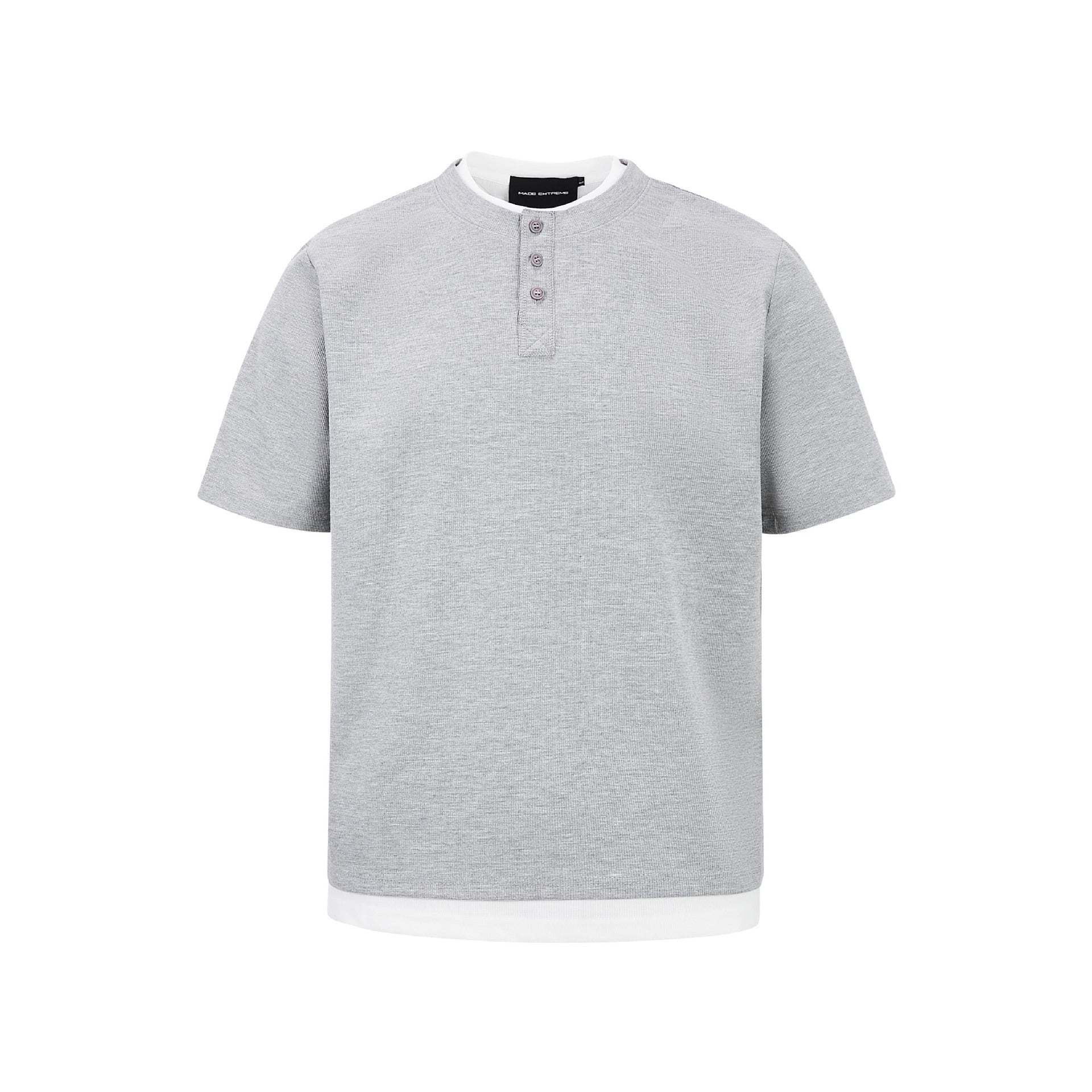 MADEEXTREME Henry collar fake two short-sleeved tee