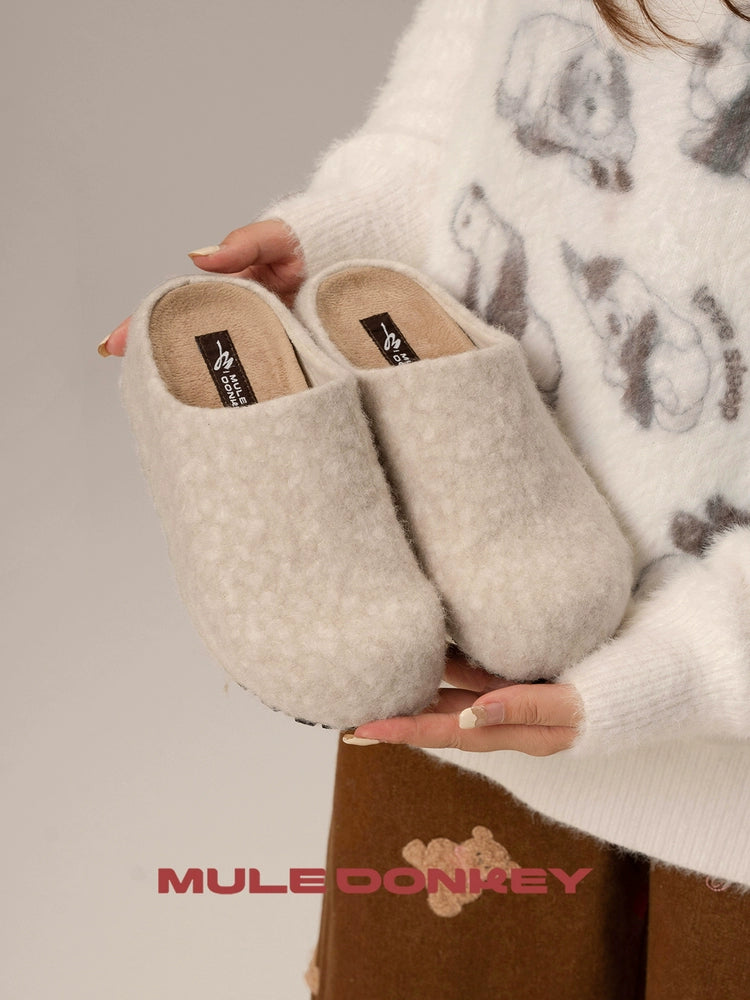 Donkey Fleece Outer Wear Versatile Warm Fluffy Shoes