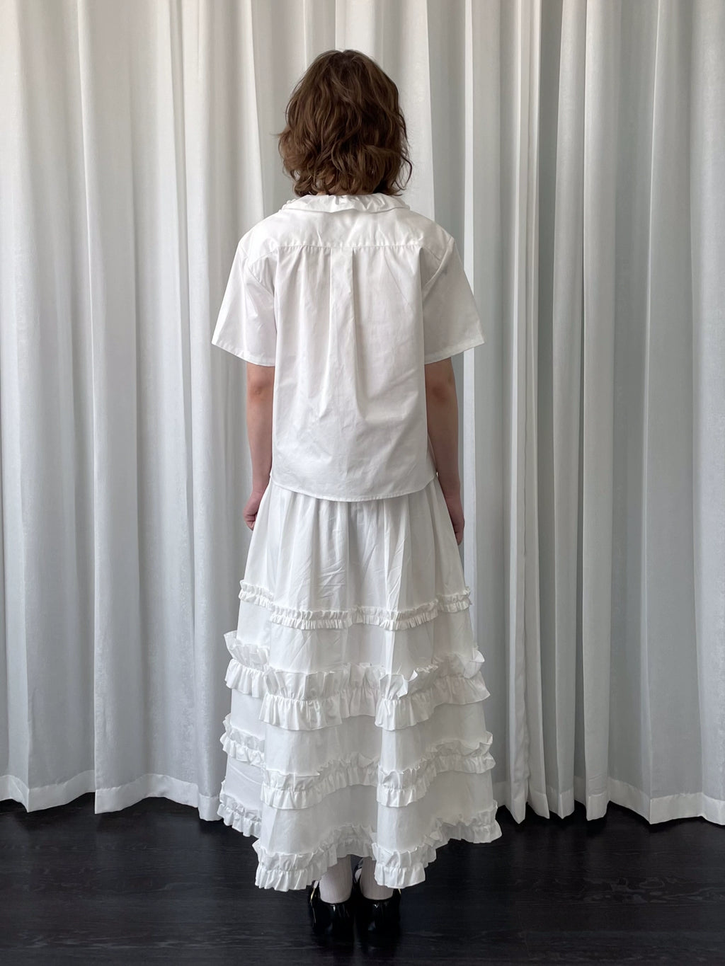 Loosesmell Fungus Edge Stitching Mid-length Skirt