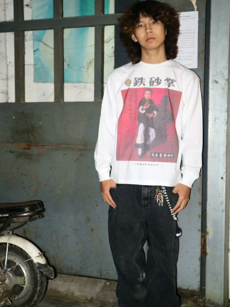 OXXO Retro Iron Sand Palm Printing Casual Long Sleeve