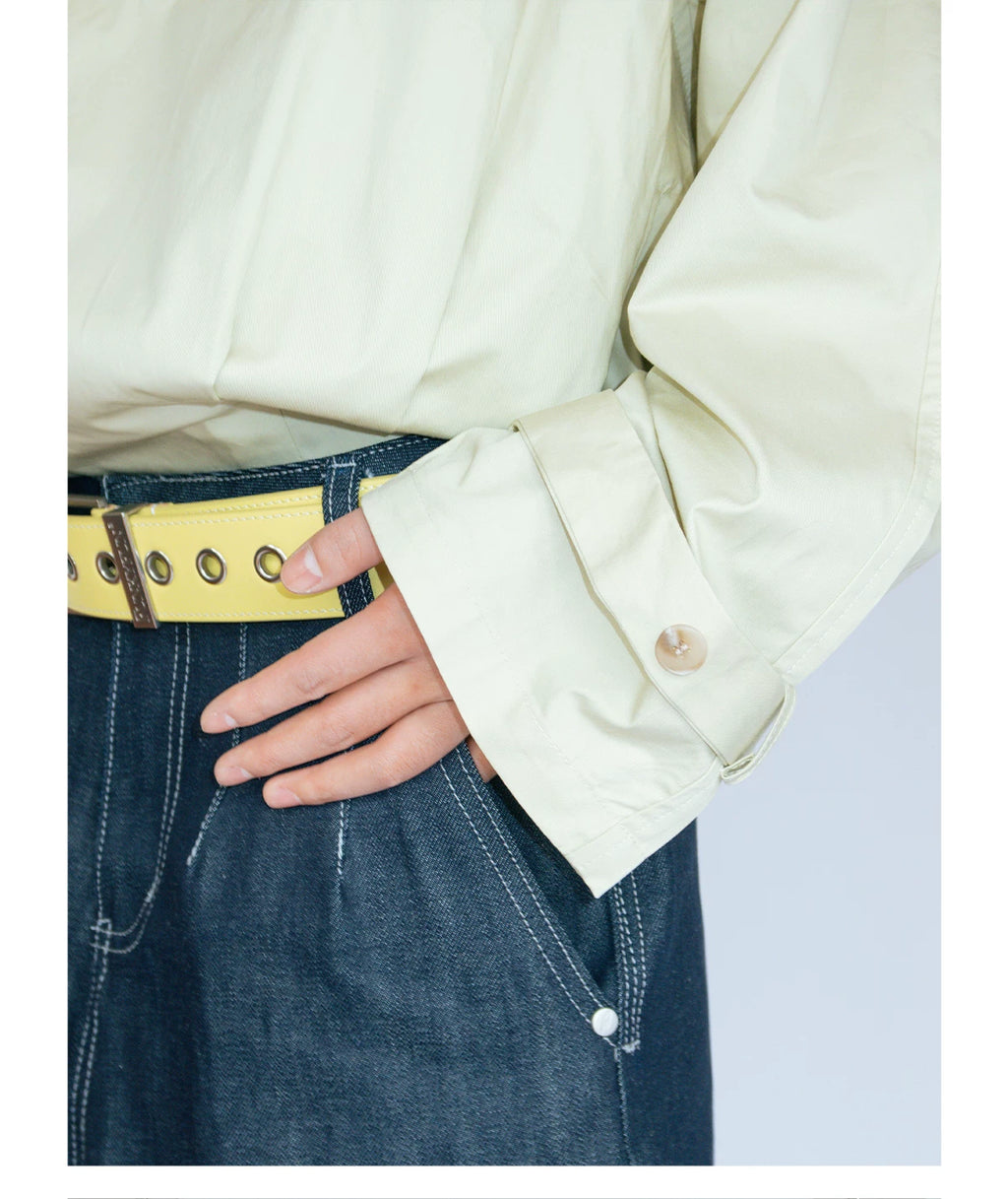 FUNKYFUN Vintage Lapel Waist Pleated Jacket