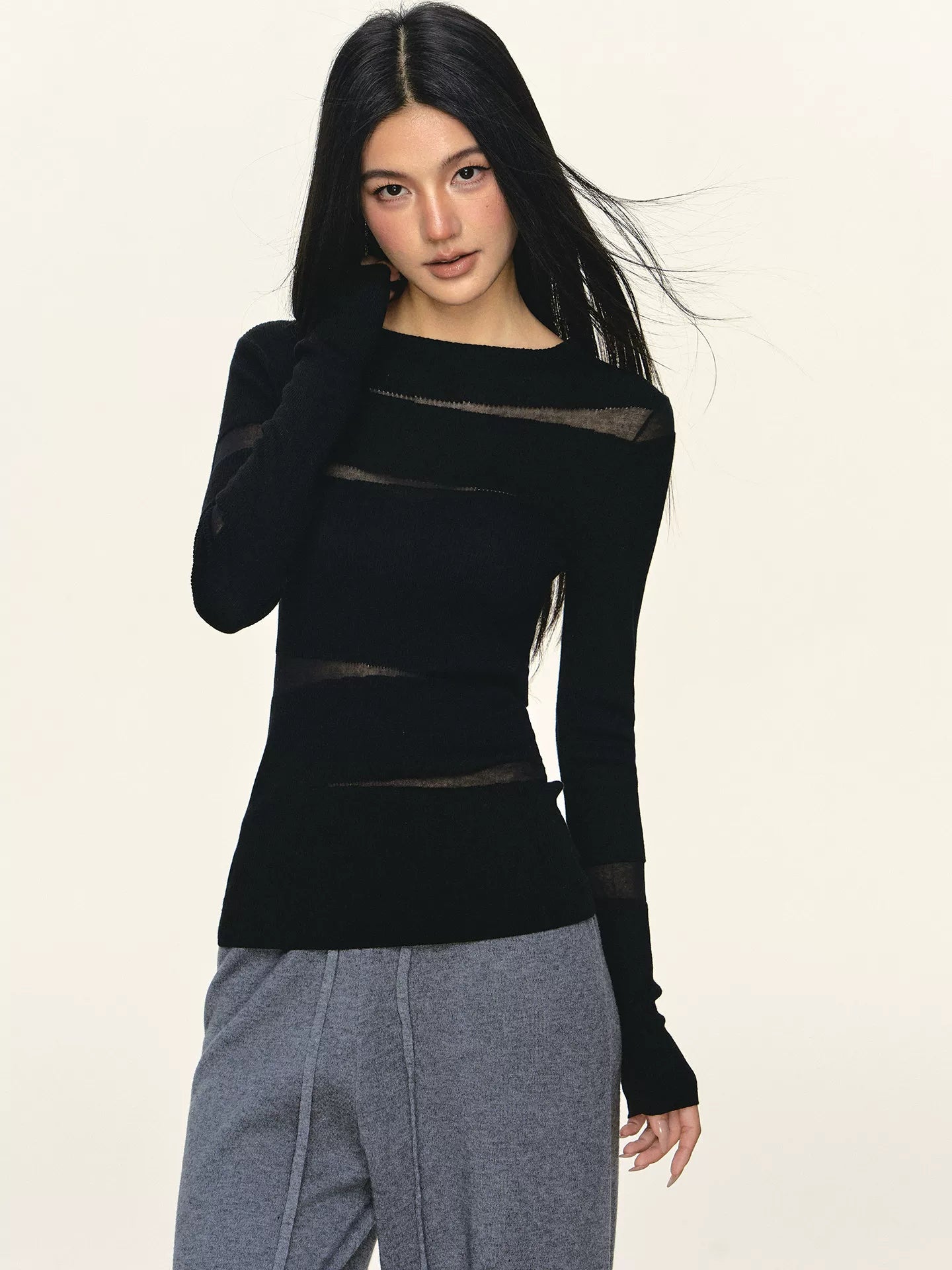 Anna Aneae Irregular Waist Casual Versatile Long Sleeves