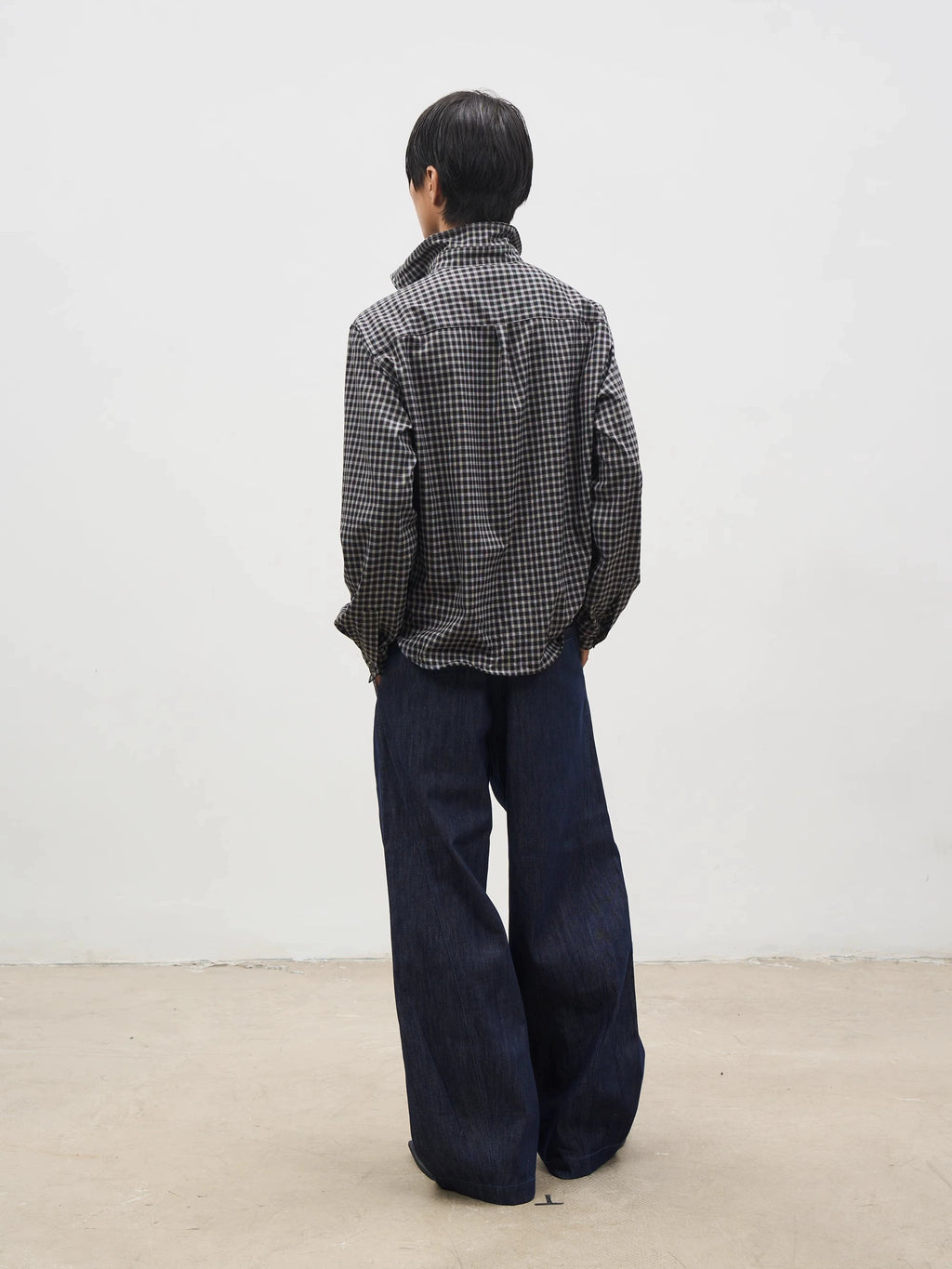 SOUTHFISH Slanted Placket Loose Pleated Silhouette Jeans