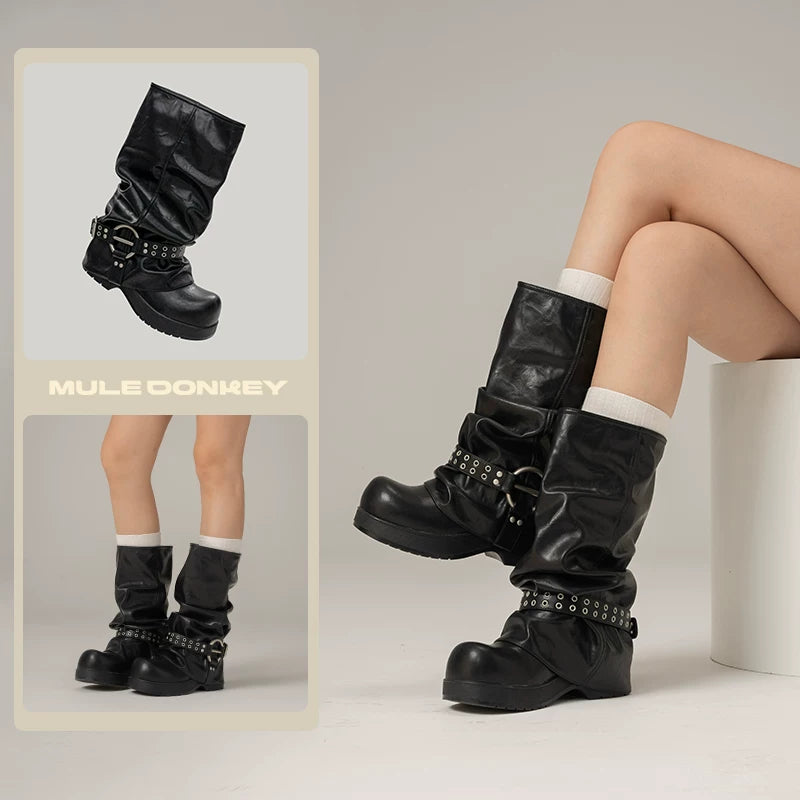 Mule Donkey Vintage Warm Merad Western Pile Boots