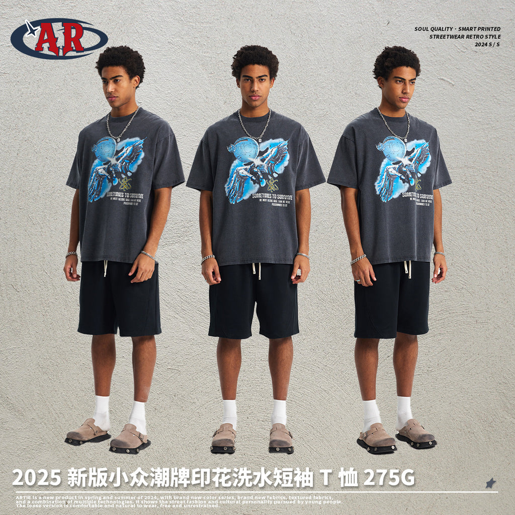 ARTIE Washed Old Loose Printing Tee