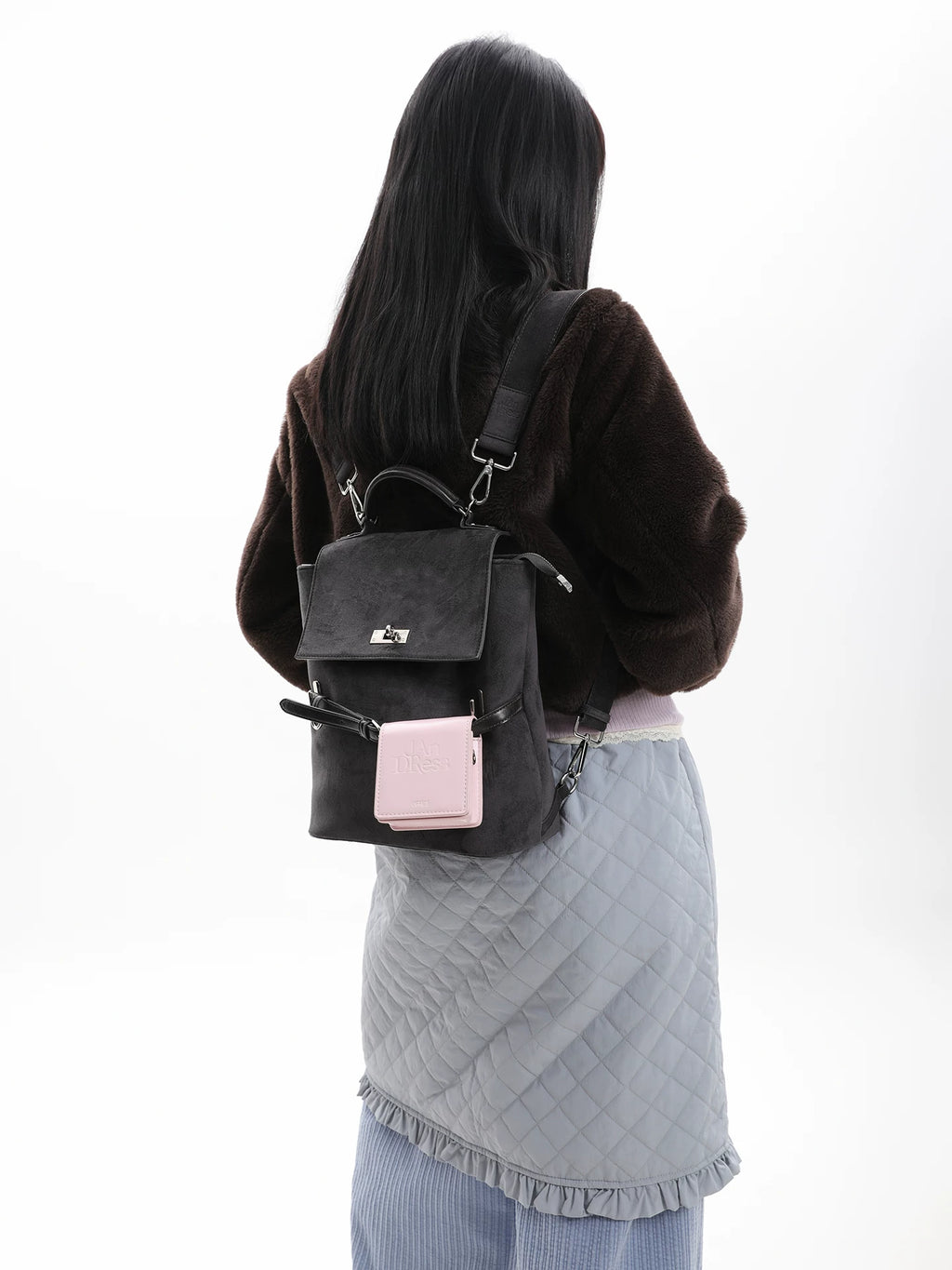 JANDRESS Suede Contrasting Backpack