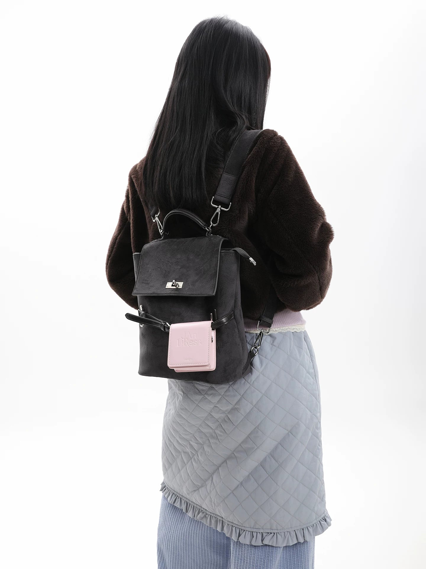 JANDRESS Suede Contrasting Backpack