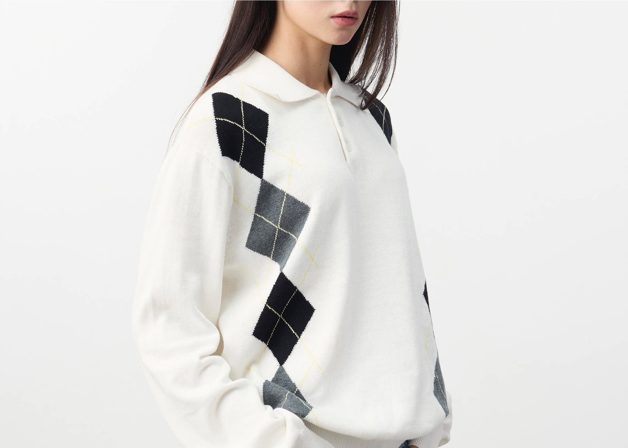 Set for life Jacquard contrasting knitted Polo soft sweater