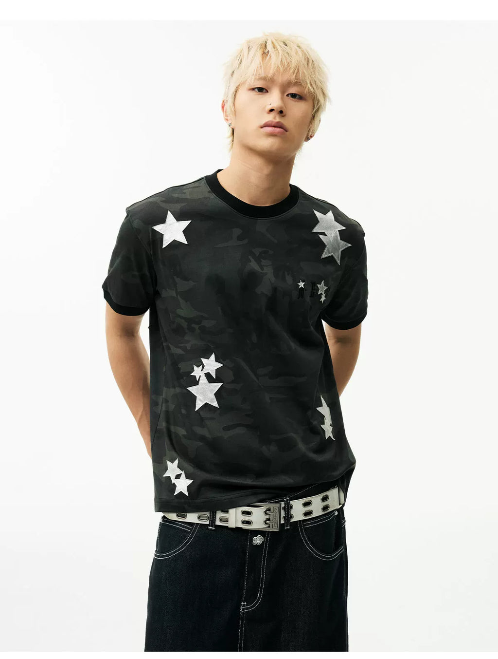 MEDM Camouflage Stars Lazy Embroidery Loose Tee