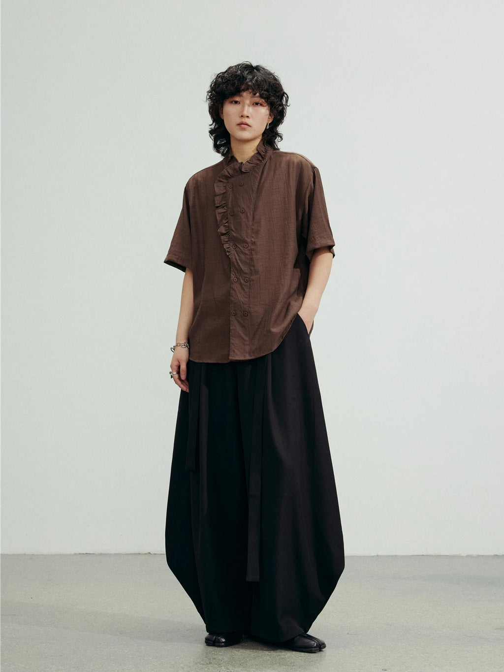 SUNYVONNE Vintage High-waisted Casual Wide-leg Suit Pants