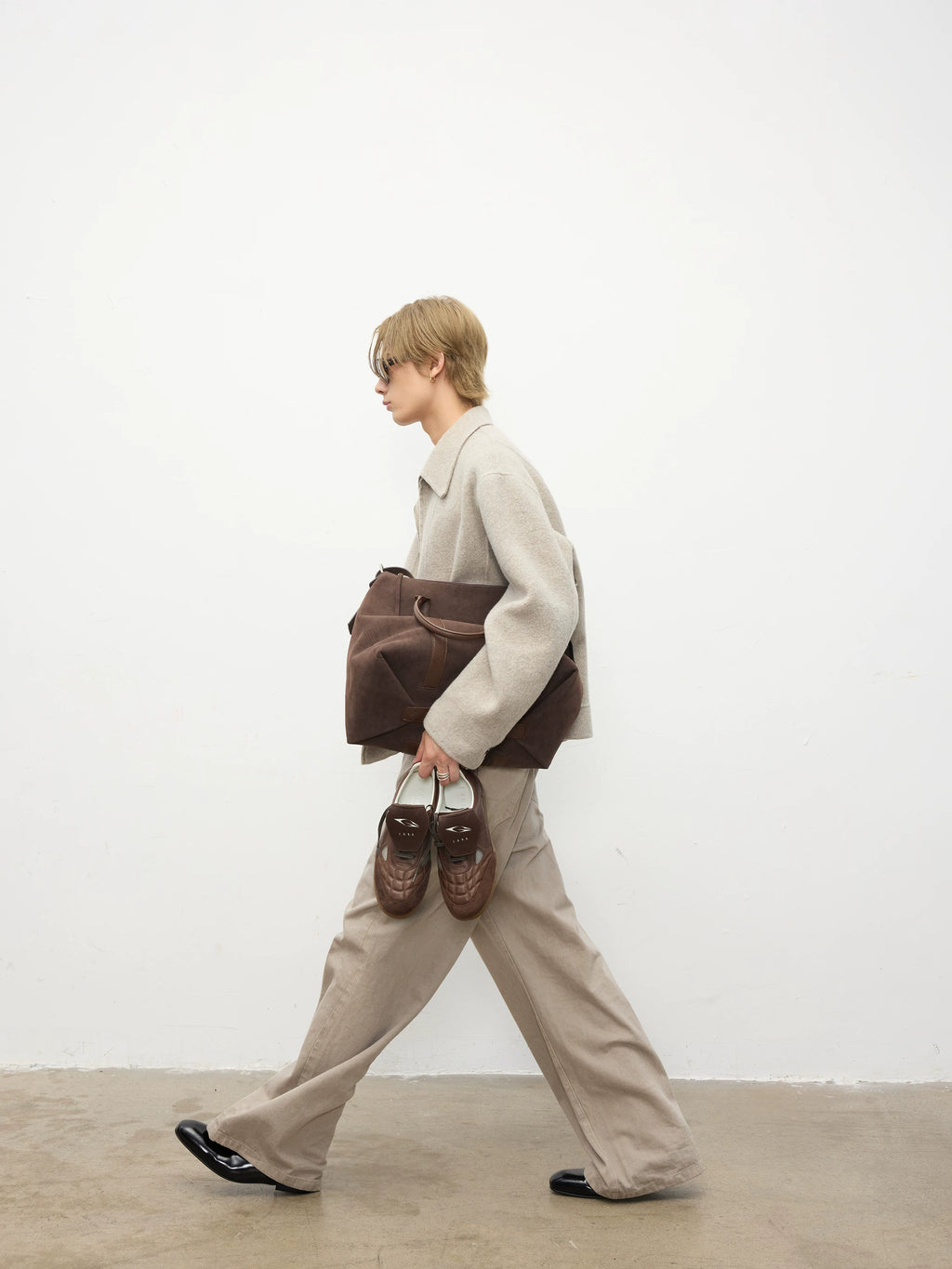 TERRAINCOGNITA Suede Splicing Large Capacity Tote Crossbody Bag