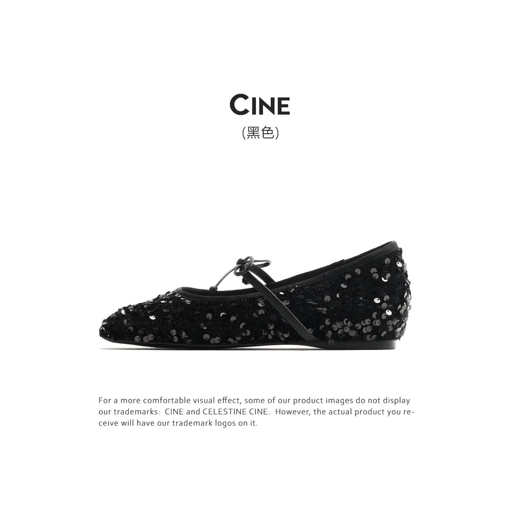 Cebostin Bow Inner Heightening Sequined Shoes