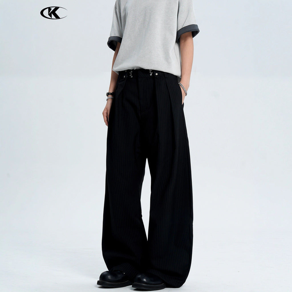 11KN Striped Skinny Casual Wide Leg Pants