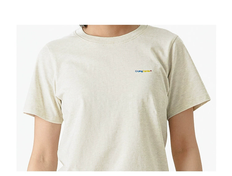 CryingCenter Shoulder Soft Skin-friendly Color Yarn Casual Short Body Tee