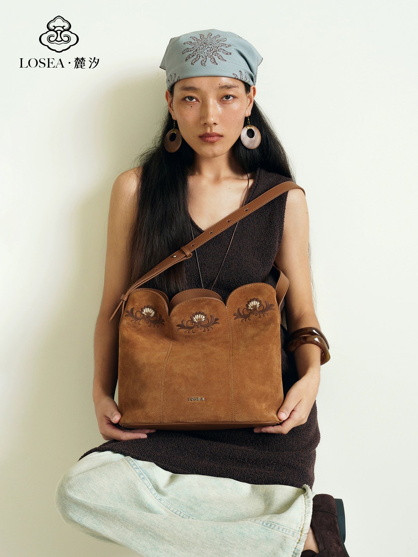 LOSEA Genuine Leather Matte Cowhide Shoulder Bag