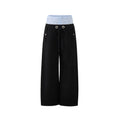 JIKOO Striped Patchwork Waistband Drawstring Work Pants