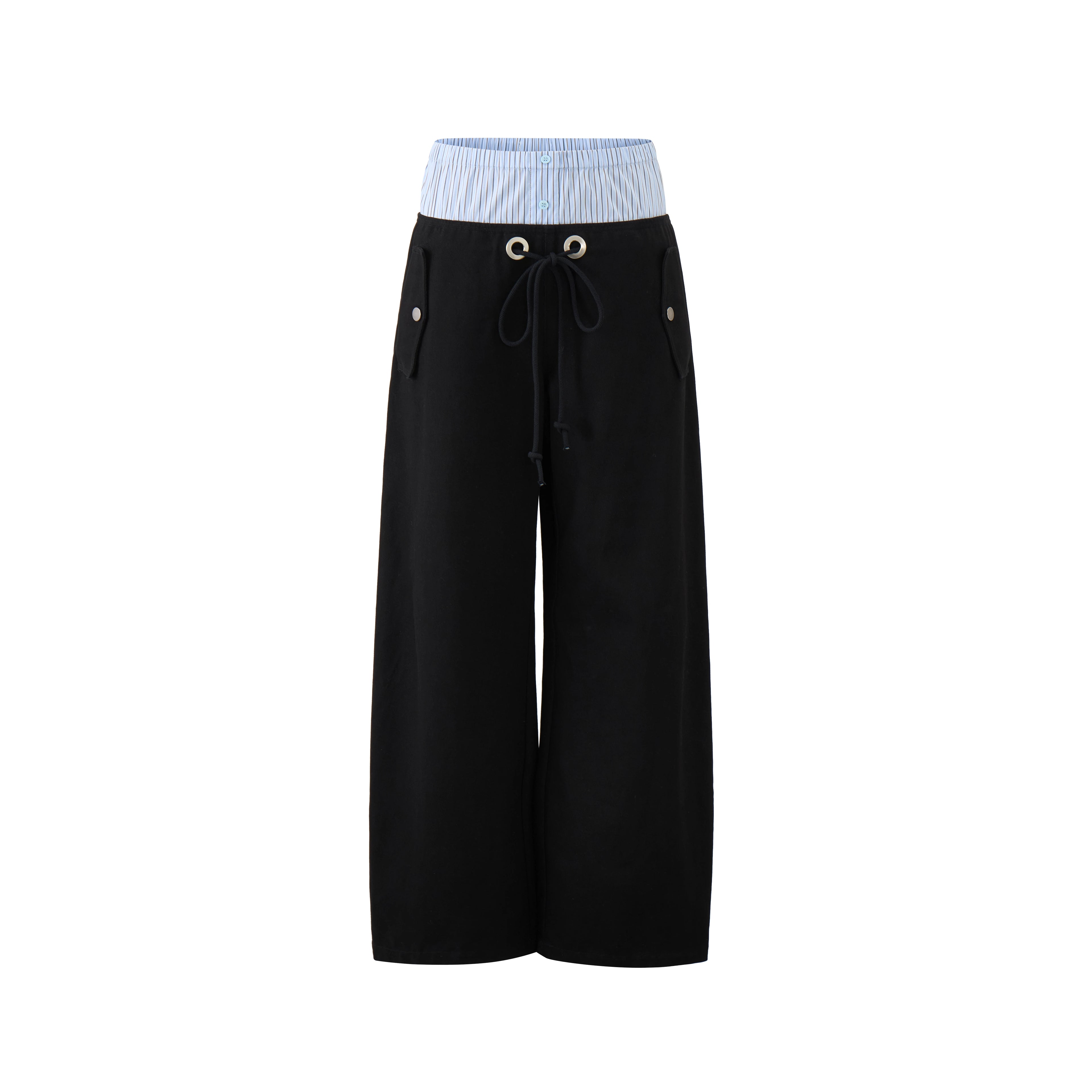 JIKOO Striped Patchwork Waistband Drawstring Work Pants