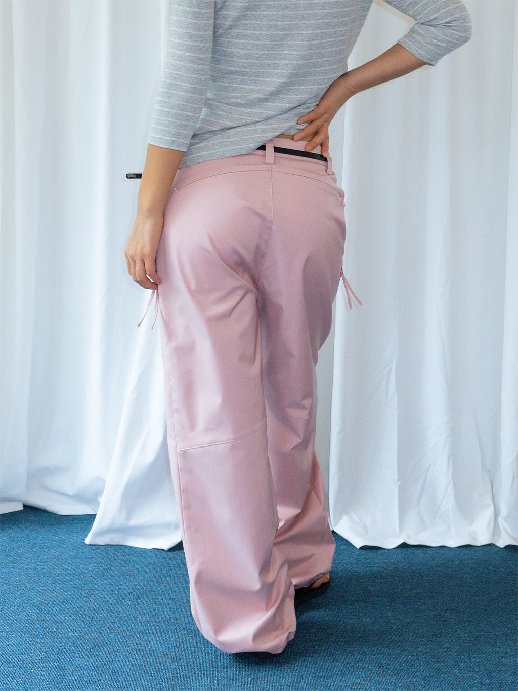 FUNKYFUN Elastic Waist Minimalist Pleated Wide-leg Pants