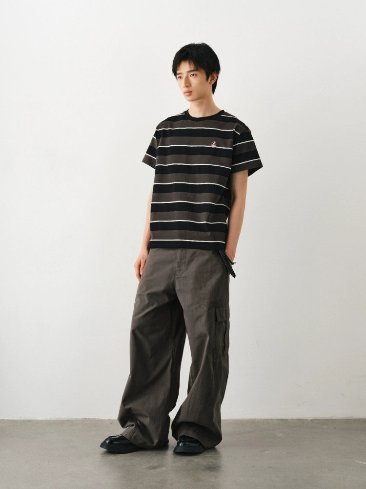 DIMC Thick and Thin Stripe Embroidery Printing Tee