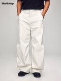 Blank Map Elastic Waist Casual Loose Pleated Wide Leg Pants