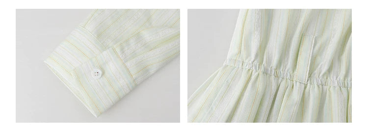 VOOE Contrast Striped Lapel Waist Shirt