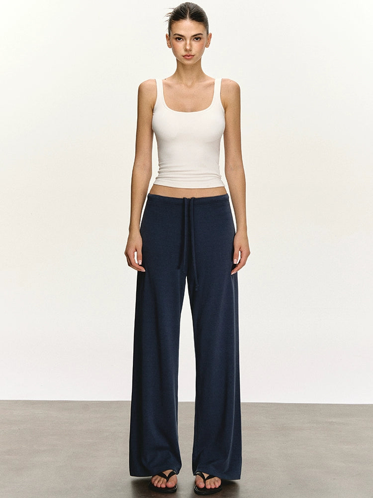 Anna Aneae One-piece Drawstring Casual Lazy Drape Pants
