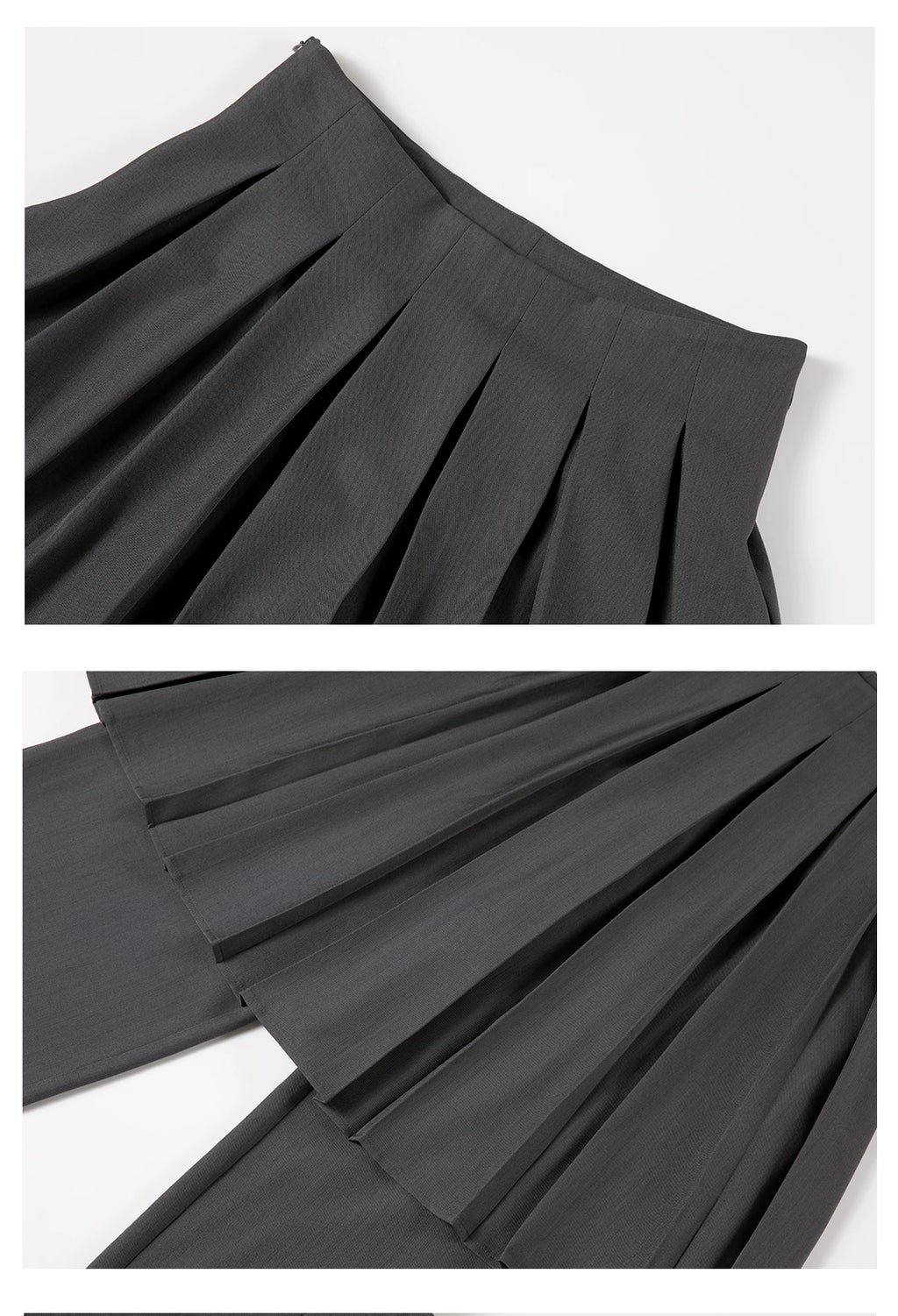 Sameuoo Pleated Culottes Fake Two-piece Casual Suit Pants