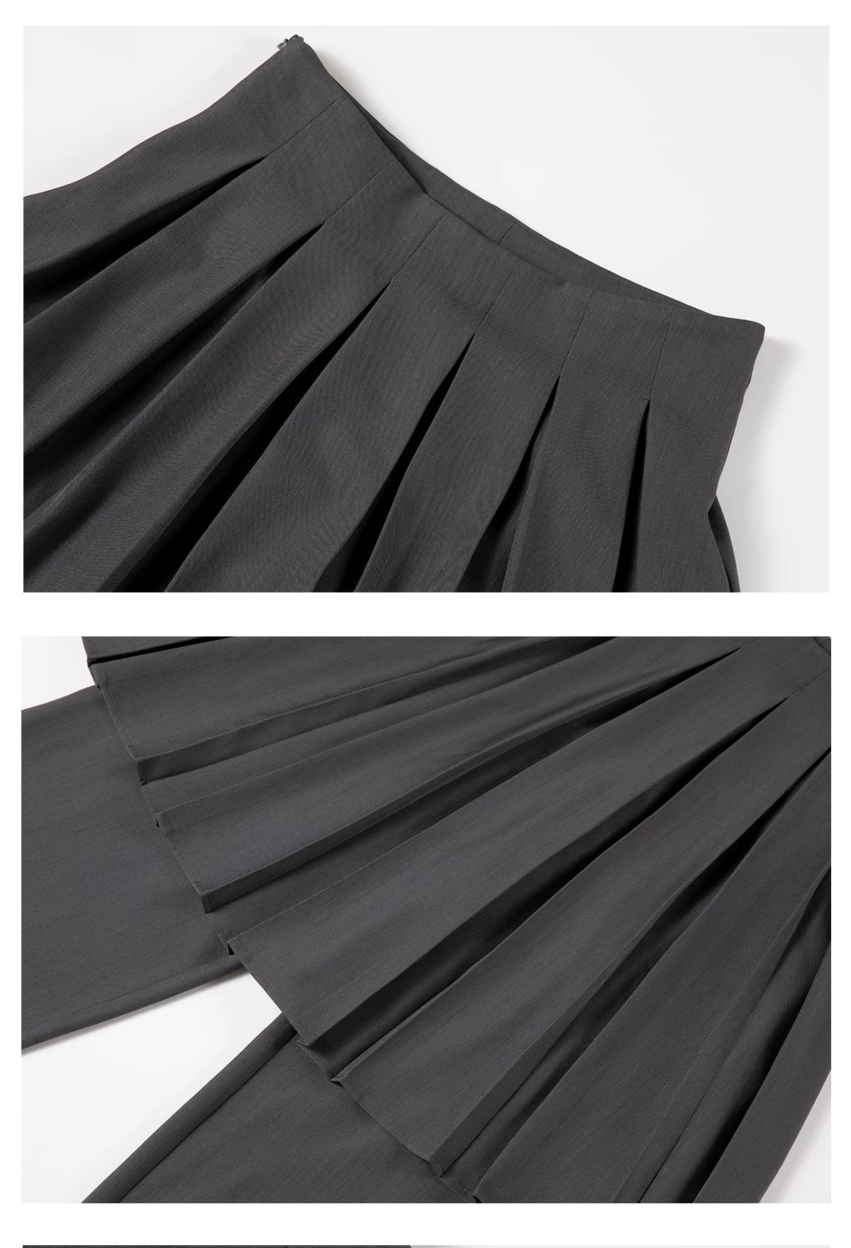 Sameuoo Pleated Culottes Fake Two-piece Casual Suit Pants