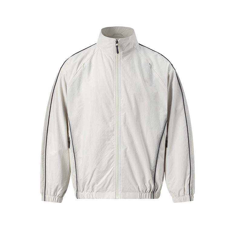 UNF Color Matching Stand-up Collar Simple and Versatile Loose Jacket