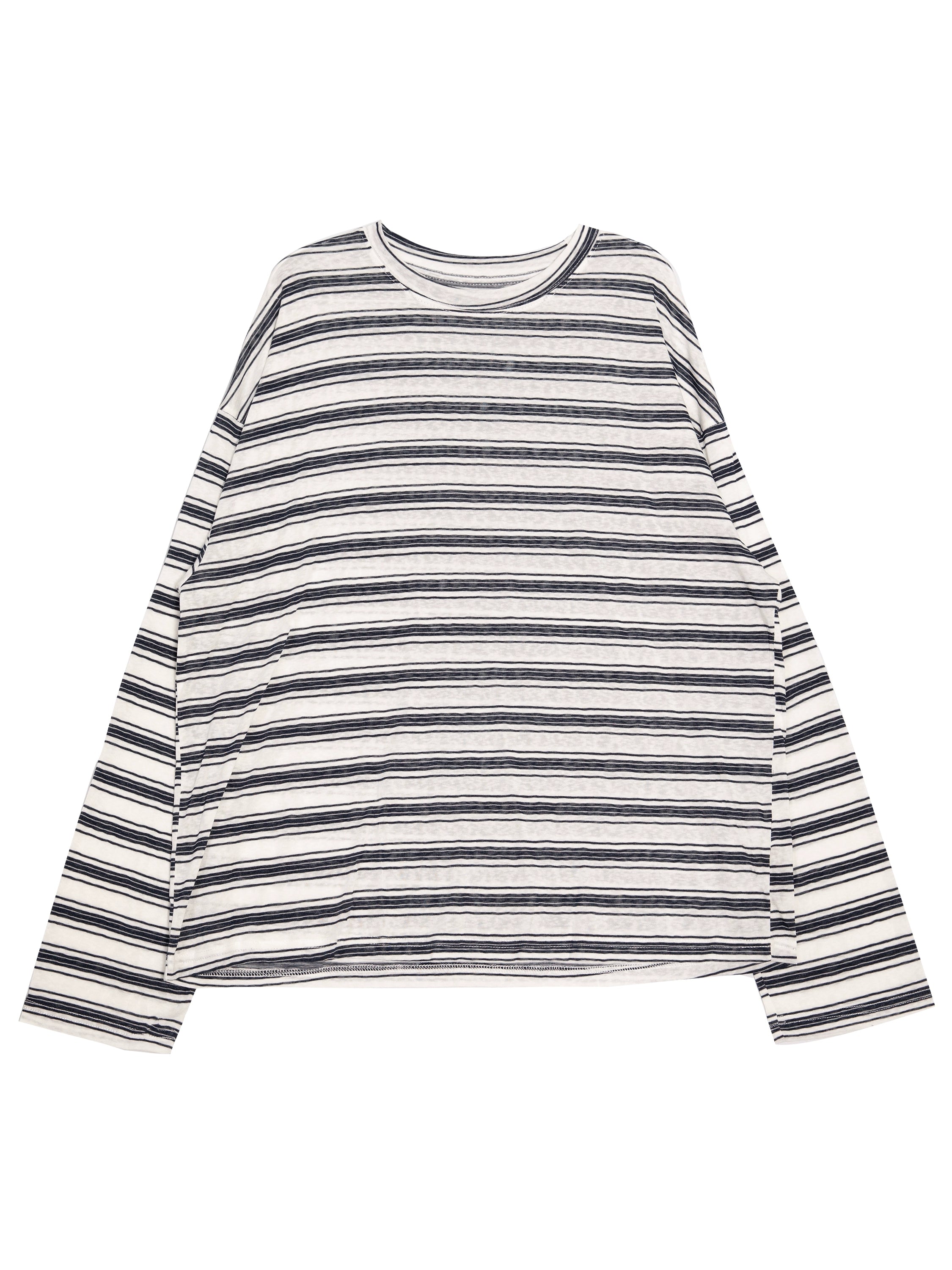 RHOMEHOUSE Lazy Loose Drape Striped Long Sleeve