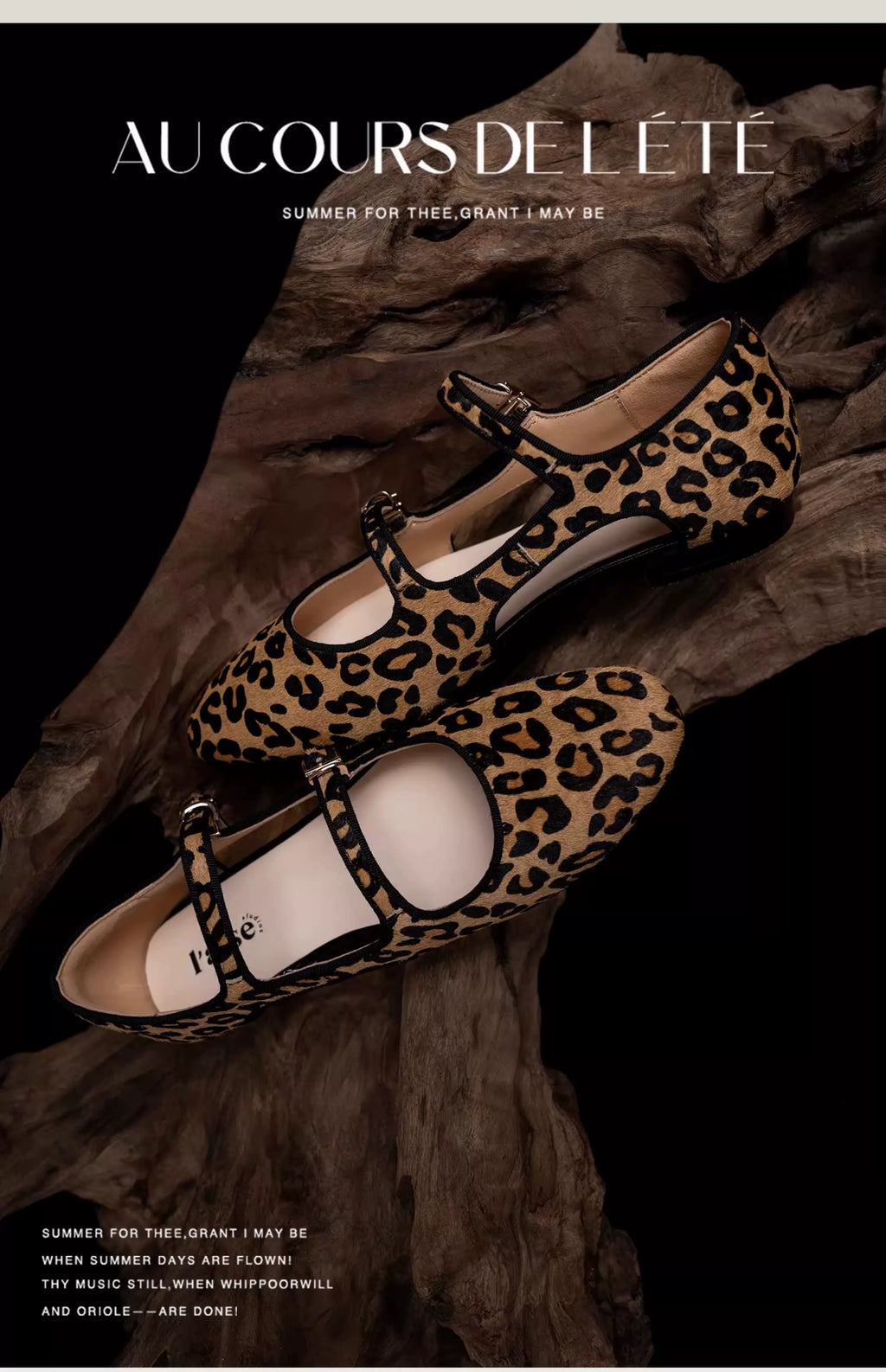 L'aise Leopard Side Hollow Mary Jane Shoes