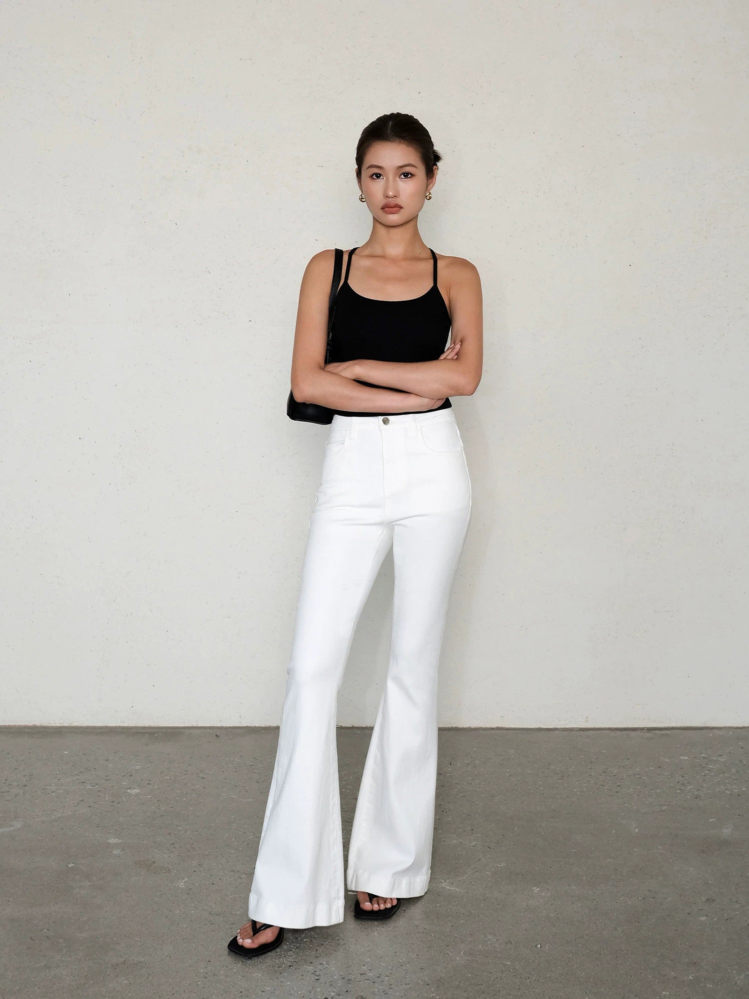 Ousph Niche High-waisted Slim-fit Retro Flared Jeans