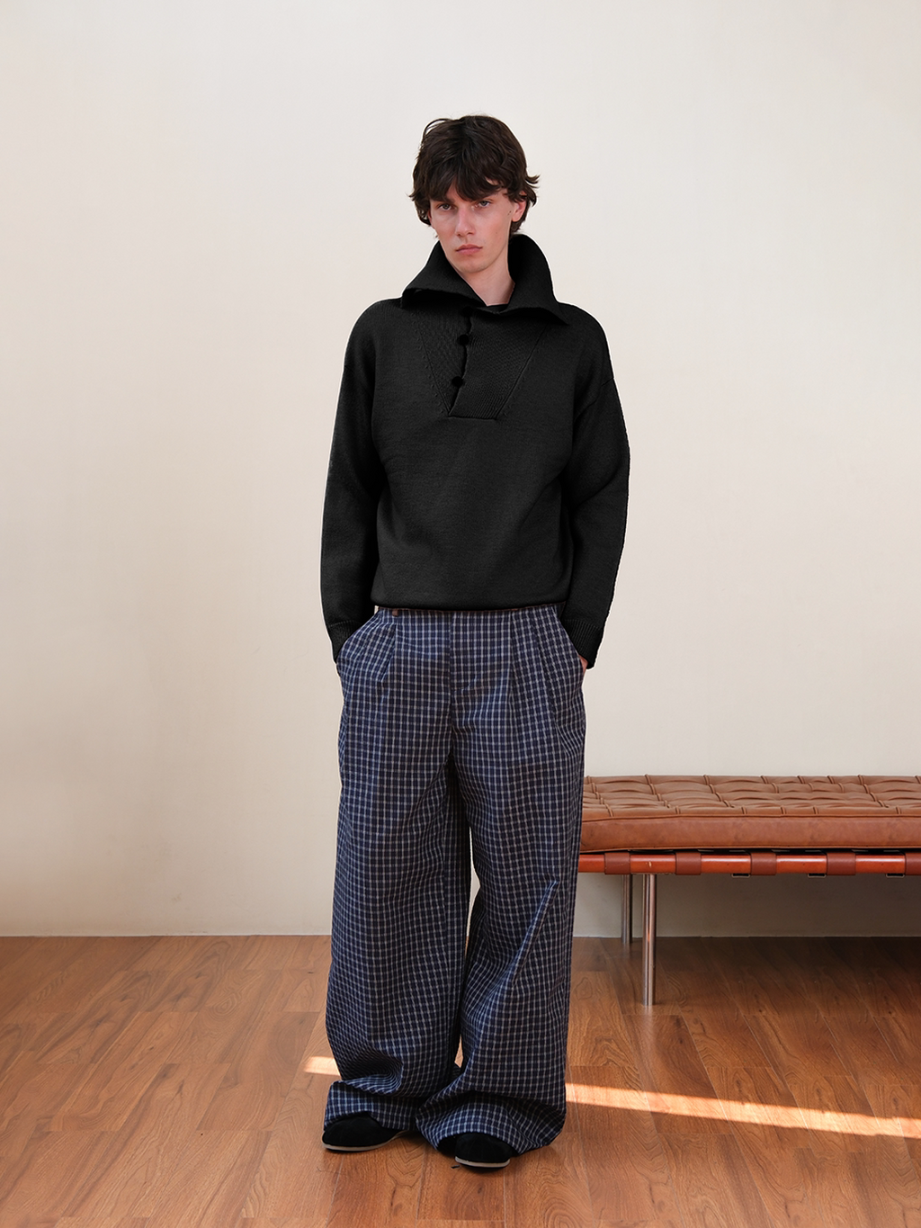 Set for Life Diagonal Turtleneck Side Buckle Knitted Sweater
