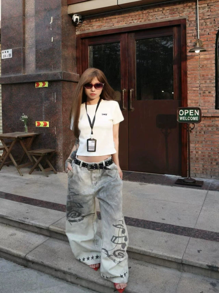 DETW 25ss * "music note" heavy industry washed Pants