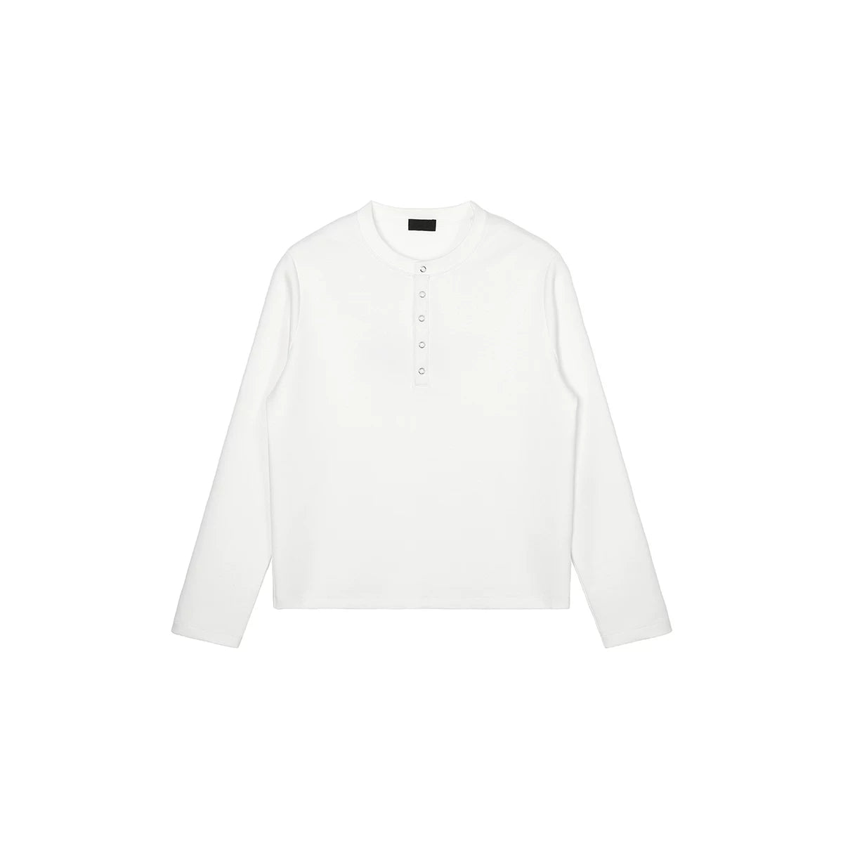 PLUS NO LOGO 370g Breathable Cloud Cotton Henley Long-Sleeve Tee