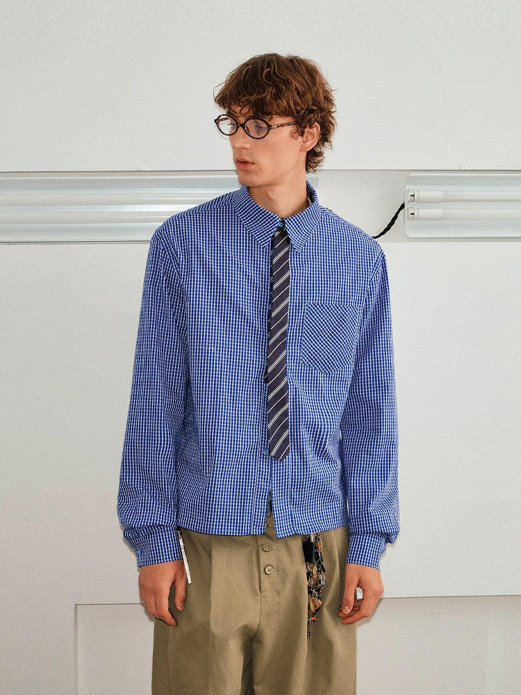 KREATE Stitched Plaid Long-sleeved Shirt