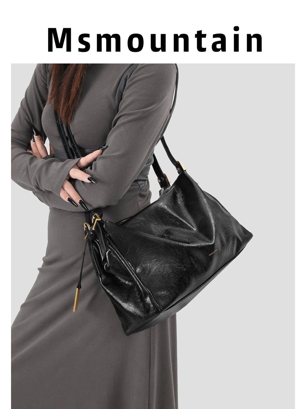 Msmountain Leather Simple Versatile Messenger Bag