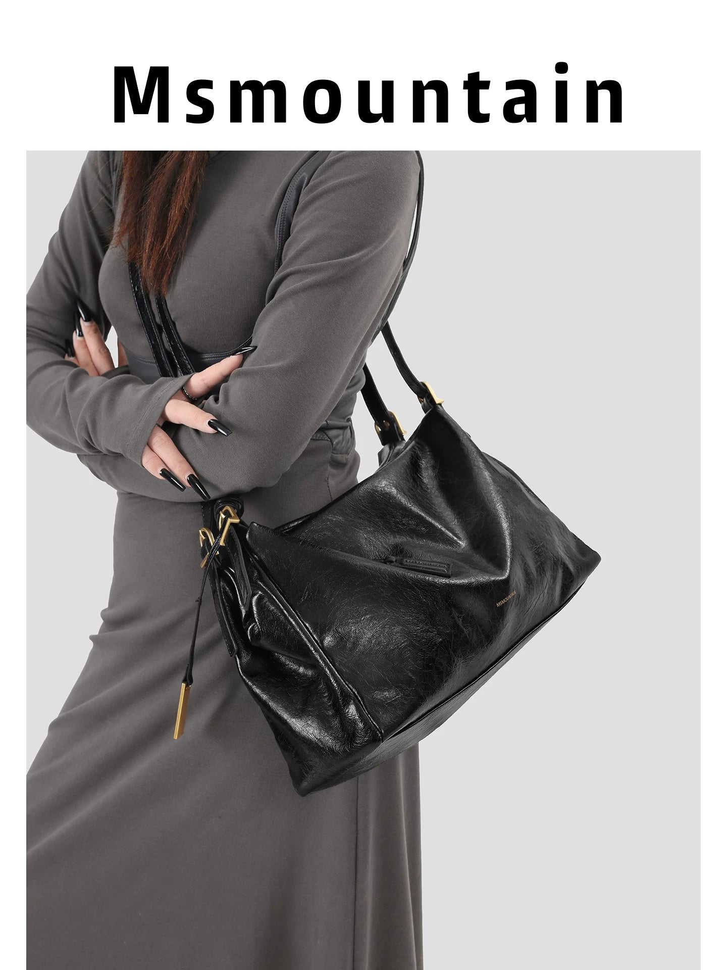 Msmountain Leather Simple Versatile Messenger Bag