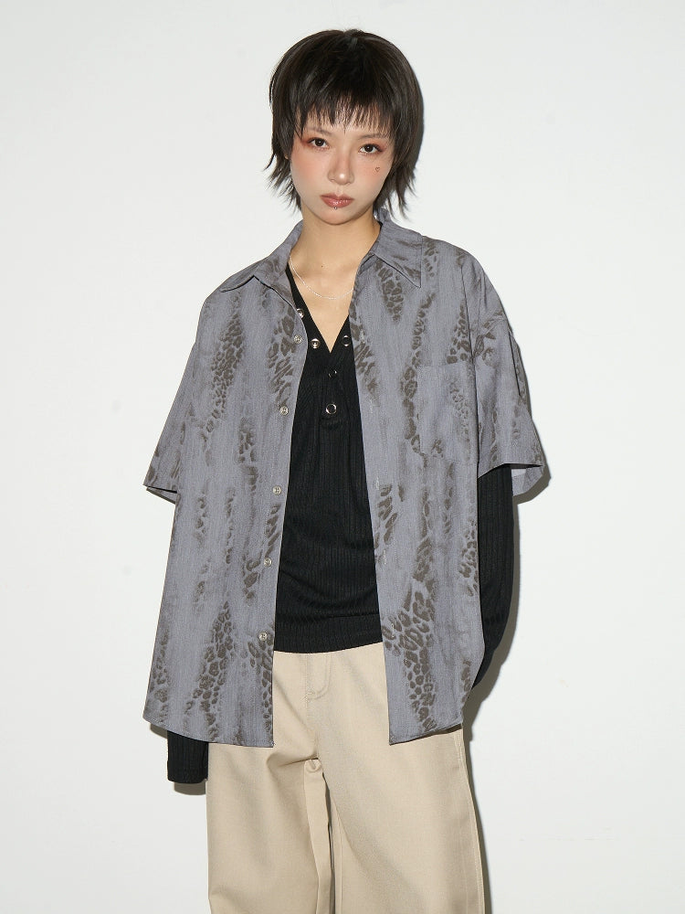 MICHINNYON Vintage Loose Full Print Shirt