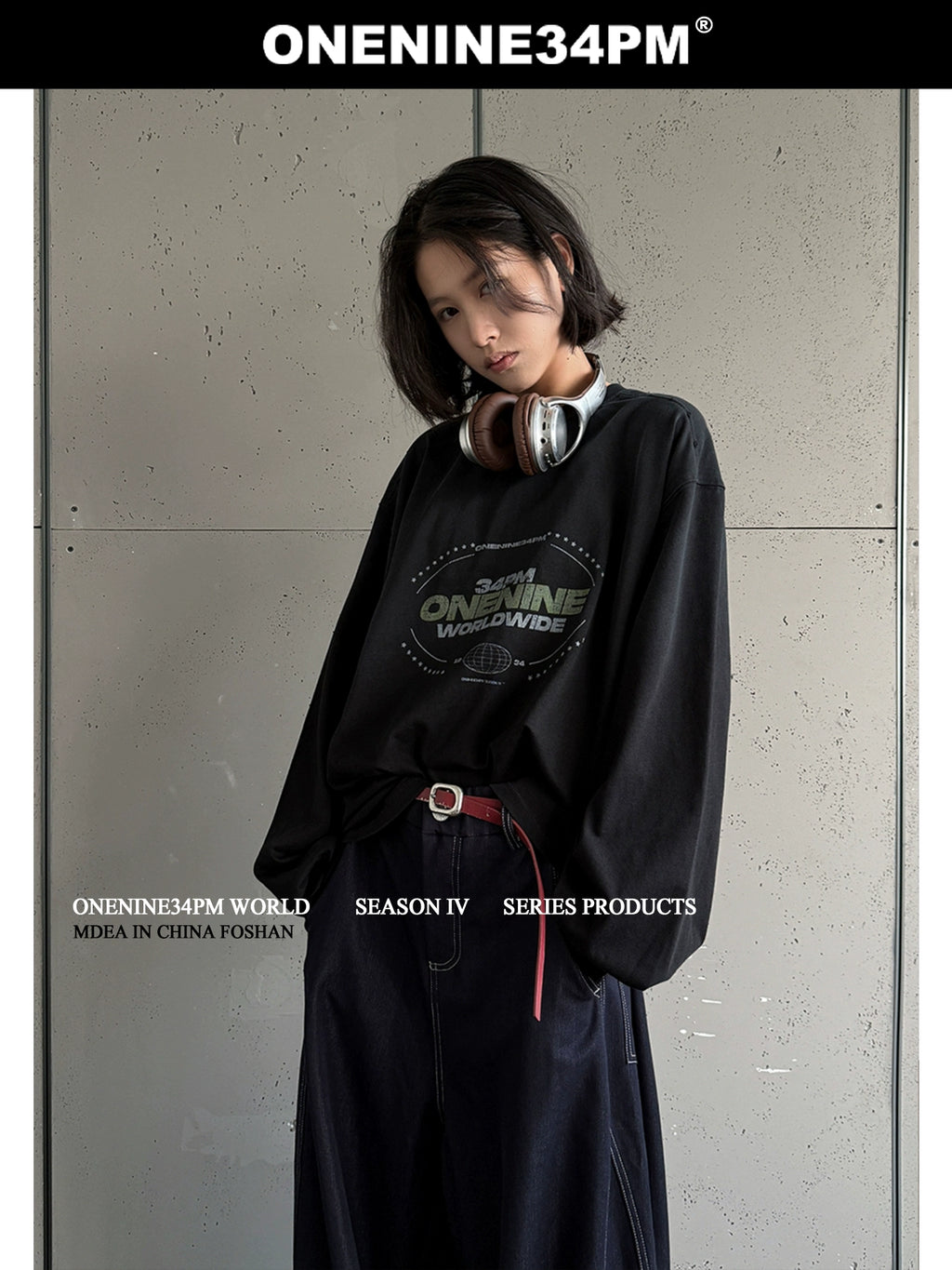 ONENINE34PM Earth Printing Spray Color Wash Broken Long Sleeve
