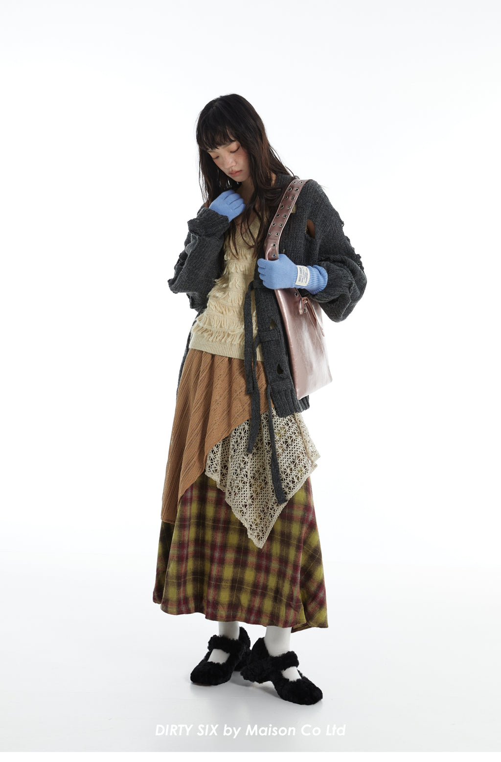 DirtySix Cow Split Leather trotro triangle vaporwave punk bag