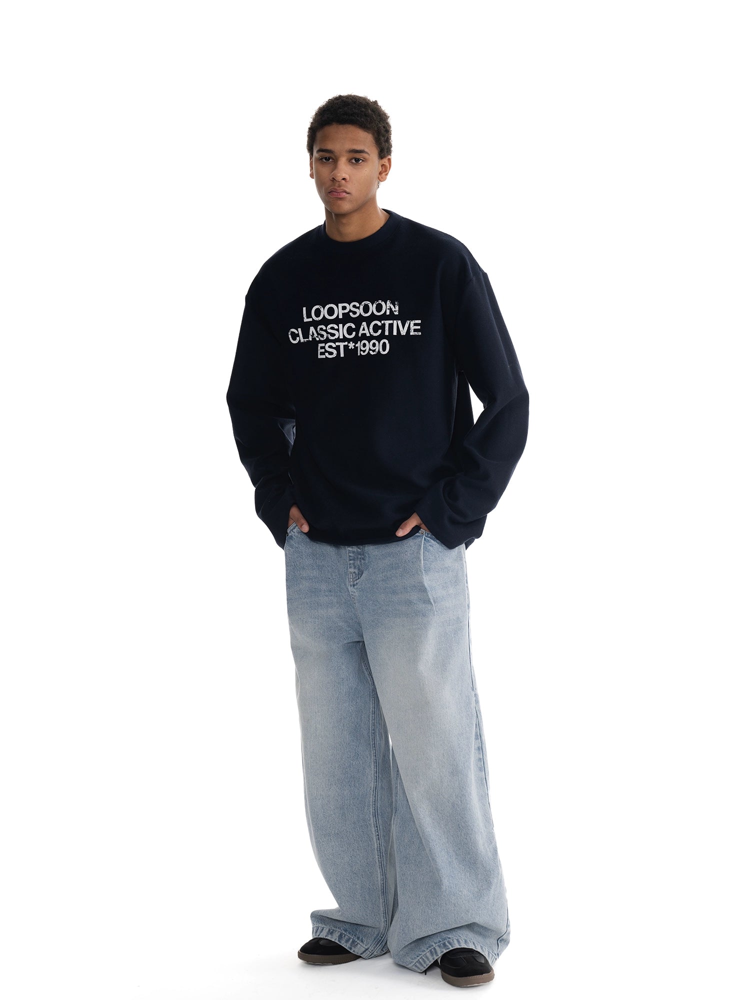 Loopsoon Crew Neck Sleeves Open Versatile Casual Long Sleeves