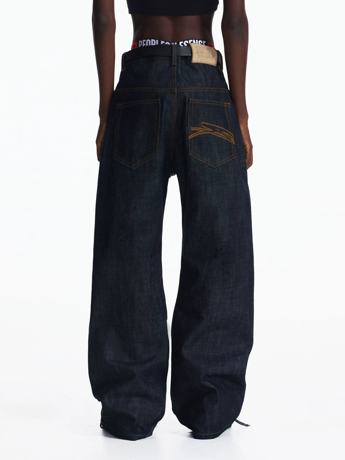 PEOPLESENSE Versatile Straight Loose Roll Jeans