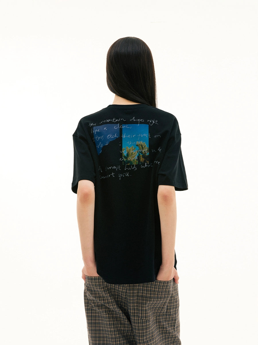 FUNKYFUN Digital Printing Plant Slogan Loose Tee