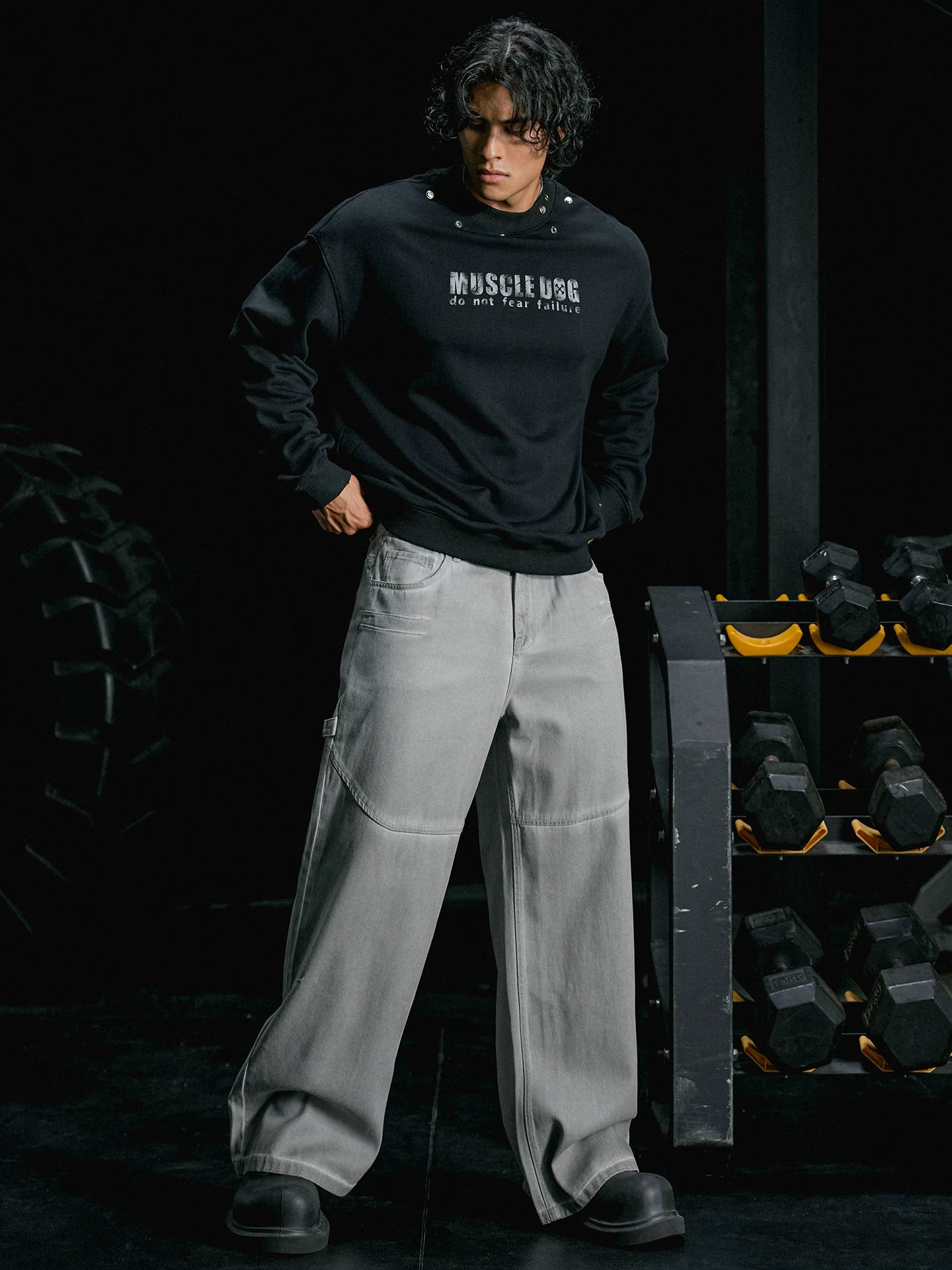 MuscleDog Loose Casual Sports Straight Wide Leg Pants