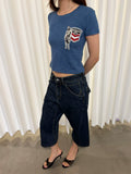 InsGale Retro Badge Printed Slim Tee