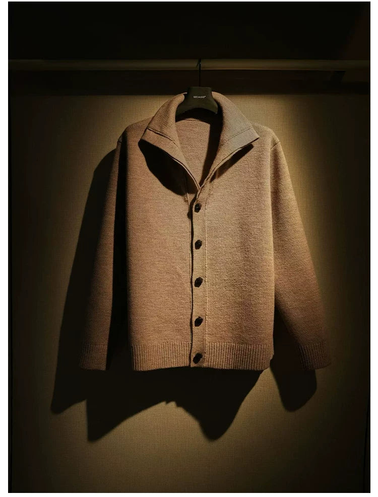 SEE ALSO Wool Handmade Cowhide Buckle Stand-up Neck Thickened Sweater Jacket