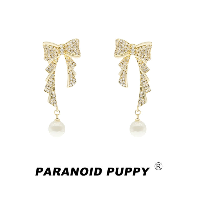 ParanoidP Bow Pearl Fringed Necklace
