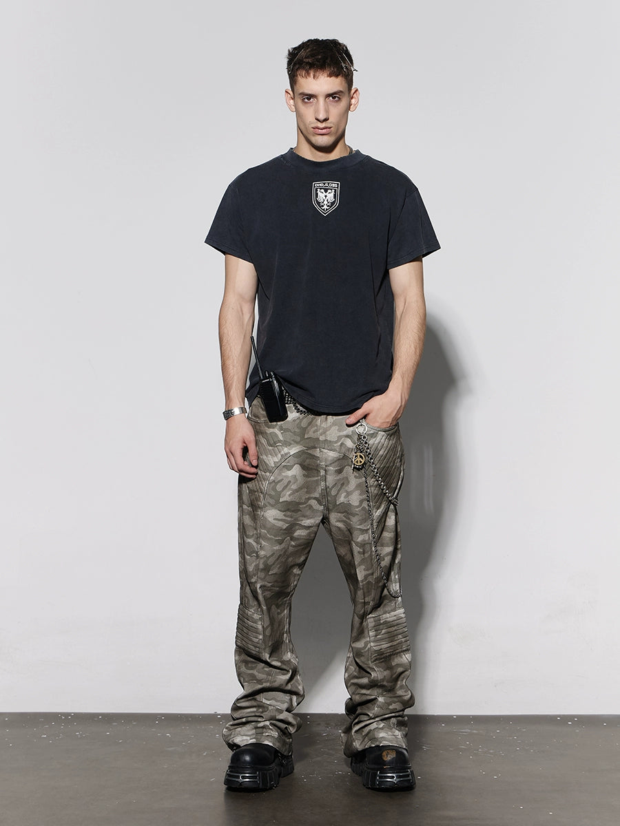 DND4DES Badge Printing Retro Washed Old Tee